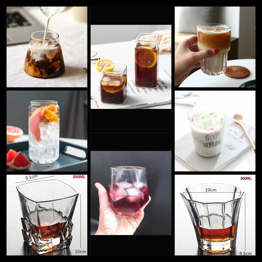 Jual Gelas Minum Kaca Borosilicate Glass Unik Viral Gelas Cafe Minuman ...