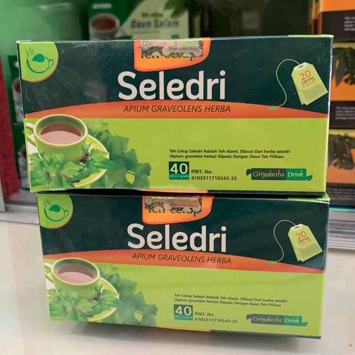 OBAT MENURUNKAN DARAH TINGGI , KOLESTEROL,  MENGOBATI PUSING & MIGRAIN TEH SELEDRI HALAL SUDAH BPOM