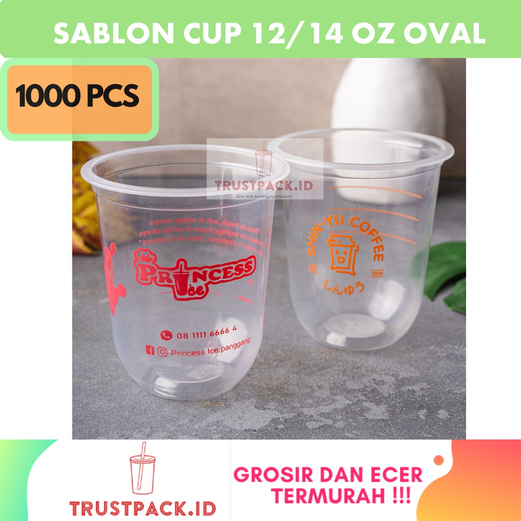 Jual Sablon Gelas Plastik Cup Oval 1214 Oz 7gr 1000 Pcs Shopee Indonesia 0834