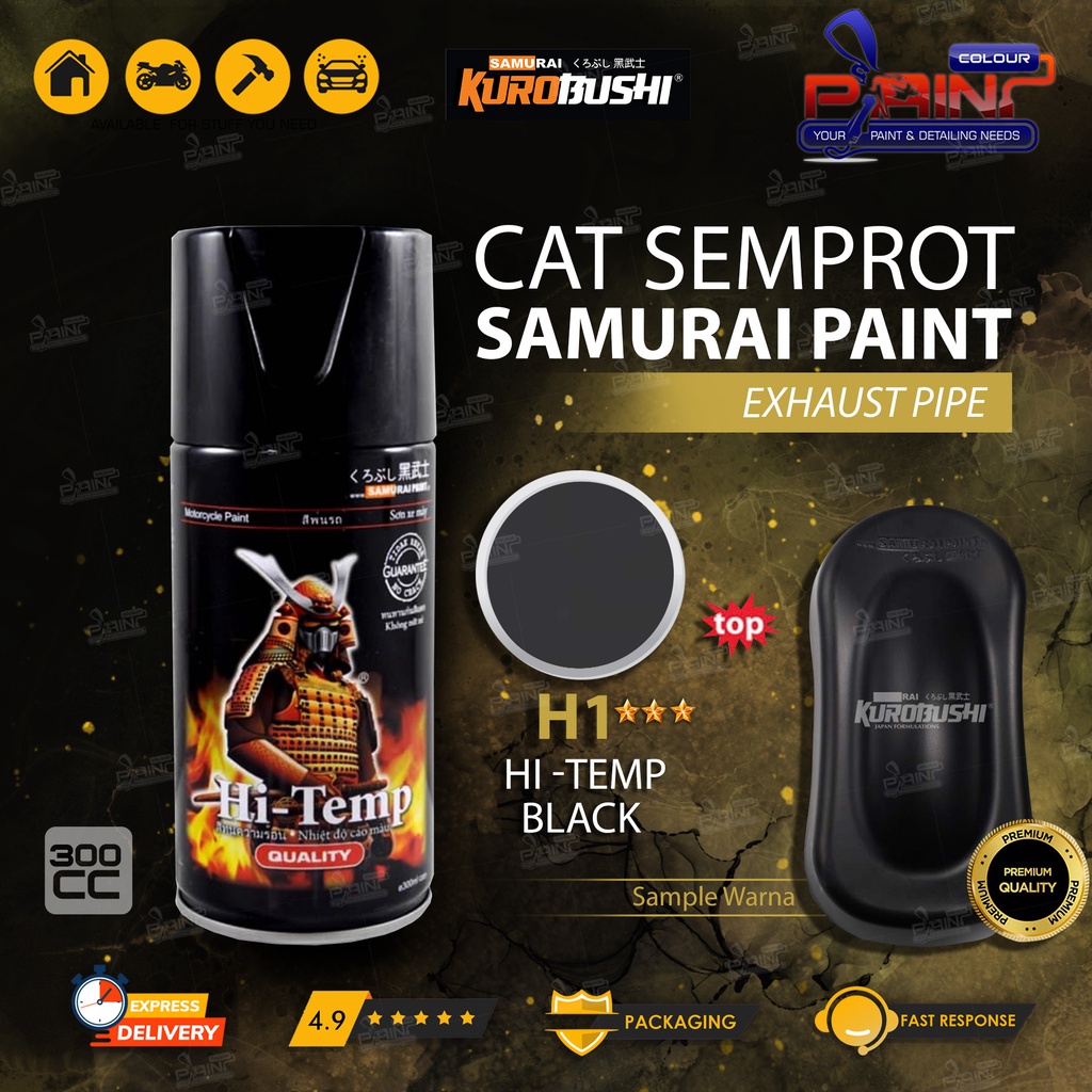 Jual Samurai Paint H2*** HI TEMP BLACK/HITAM Tahan Panas (Kenalpot
