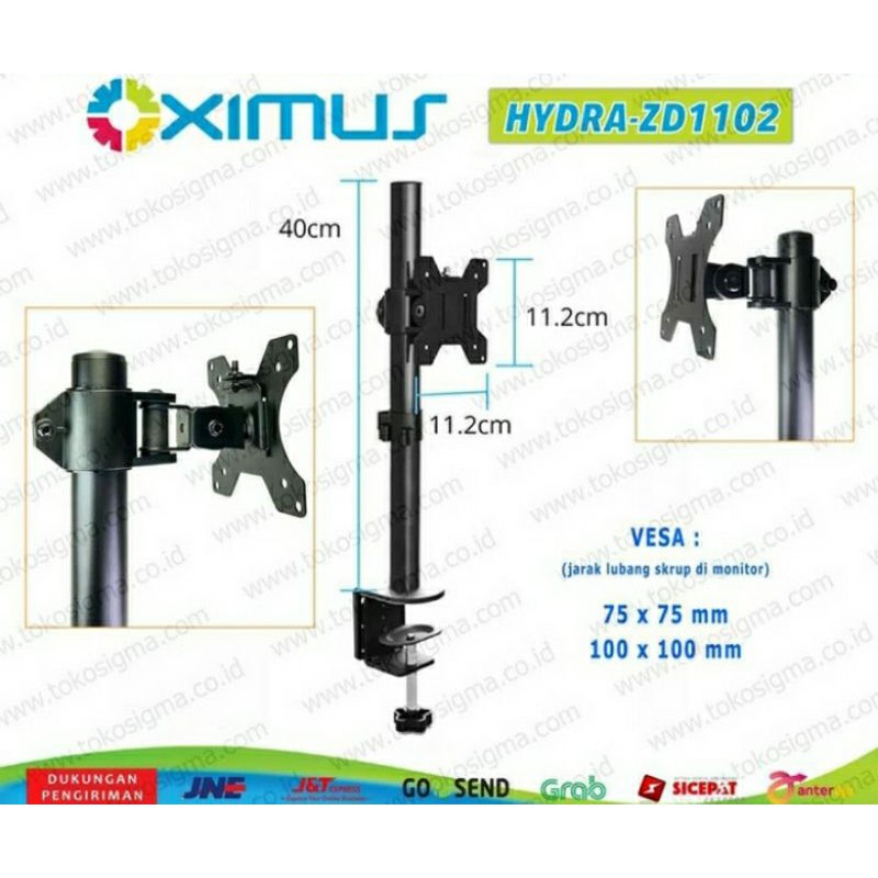 Jual Bracket Stand Monitor Jepit Meja Oximus Zd Single Arm Desk