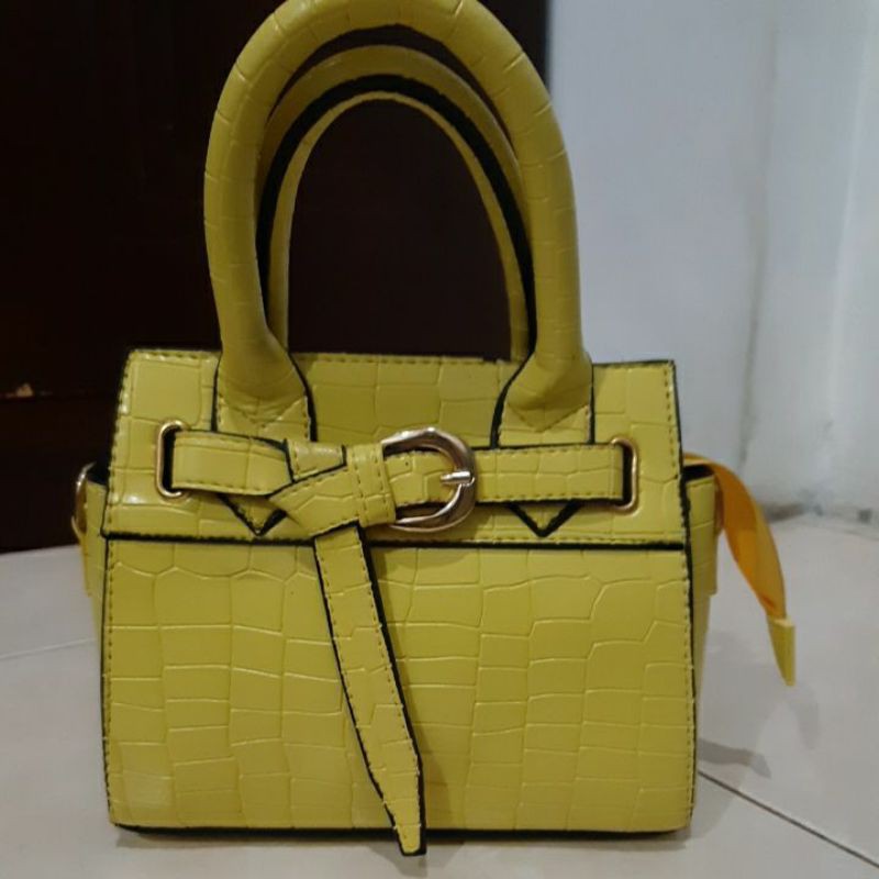 Jual fashion bag kuning croco | Shopee Indonesia