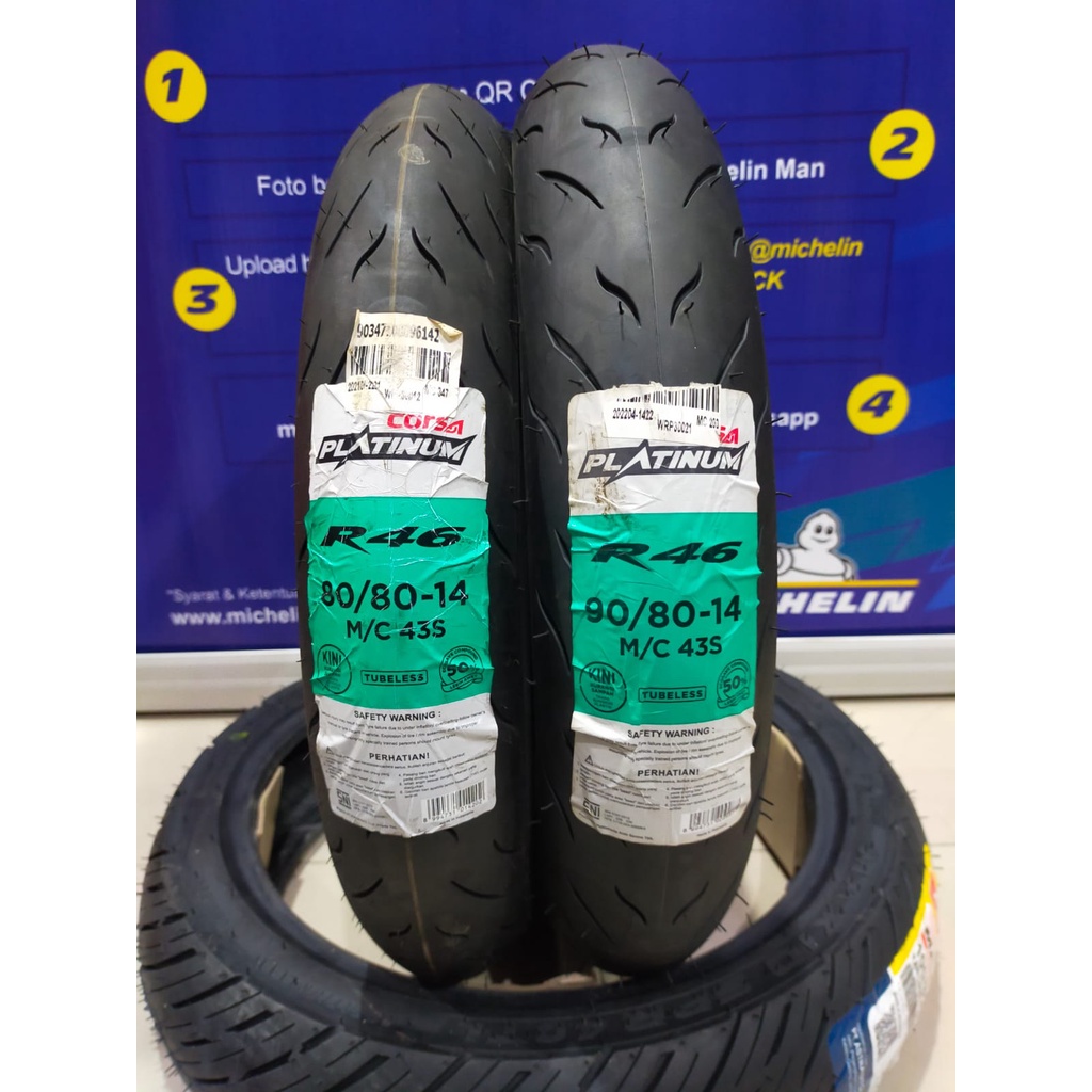 Jual Paket Ban CORSA R46 80/80-14 & 90/80 Ring14 Ban Tubeless Soft ...