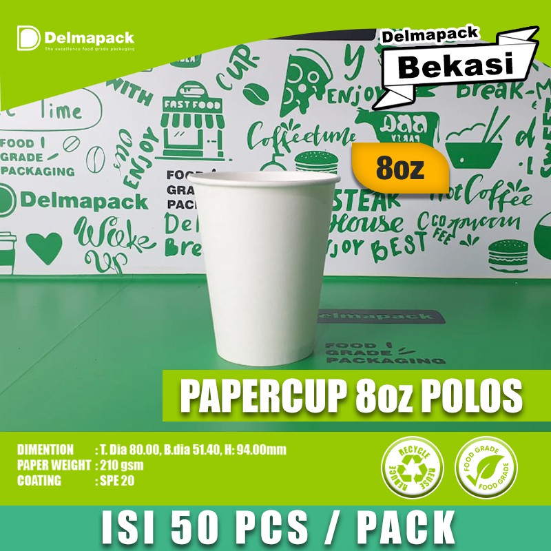 Jual PAPER CUP 8oz - HOT, KOPI, TEH - FOODGRADE - 50 PCS | Shopee Indonesia