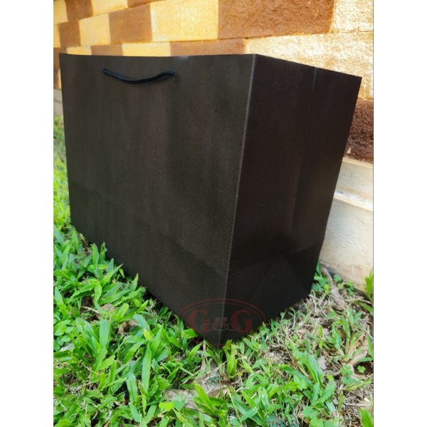 Jual 20pcs - 37x17x27 Polos Paper Bag Hitam Kraft/Paper Bag/Shopping