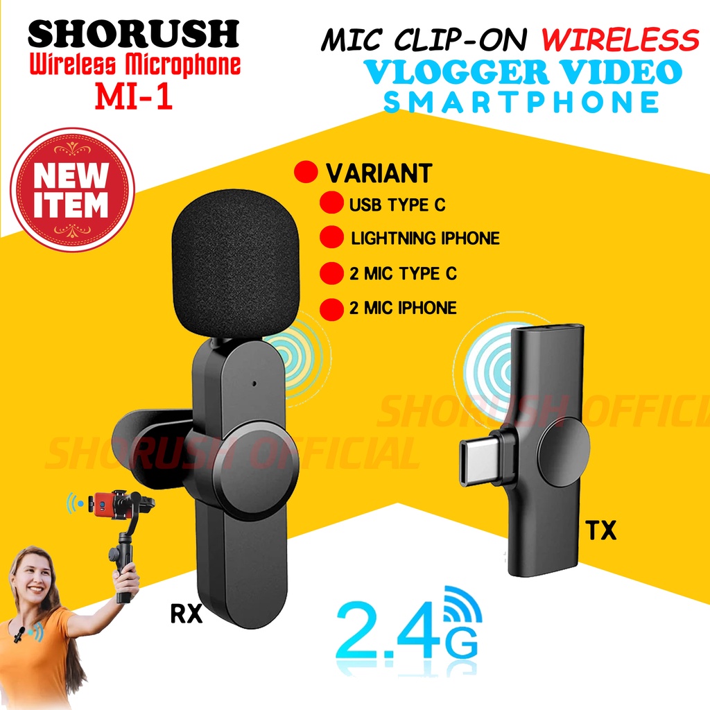 Jual Shorush Mi Microphone Mic Clip On Wireless Ghz Hp Vlog Youtuber Portable Usb Type C