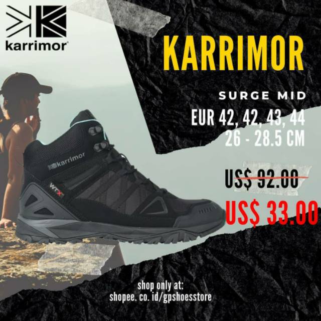 Jual Karrimor Surge Mid Waterproof Walking Boots Sepatu Hiking Gunung  Original BNIB | Shopee Indonesia