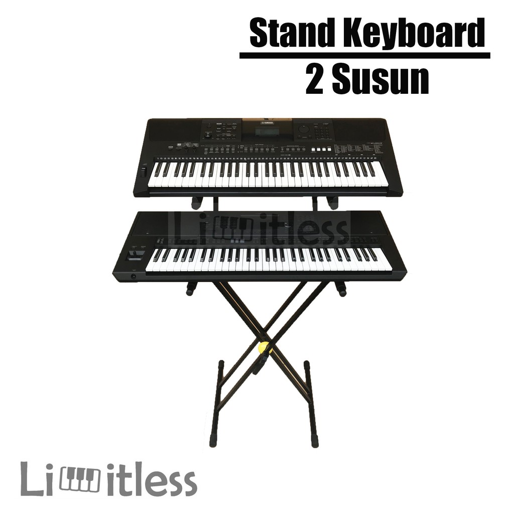 Jual Stand Keyboard Double 2 Susun / Dua Rak Bahan Besi Kuat dan Kokoh