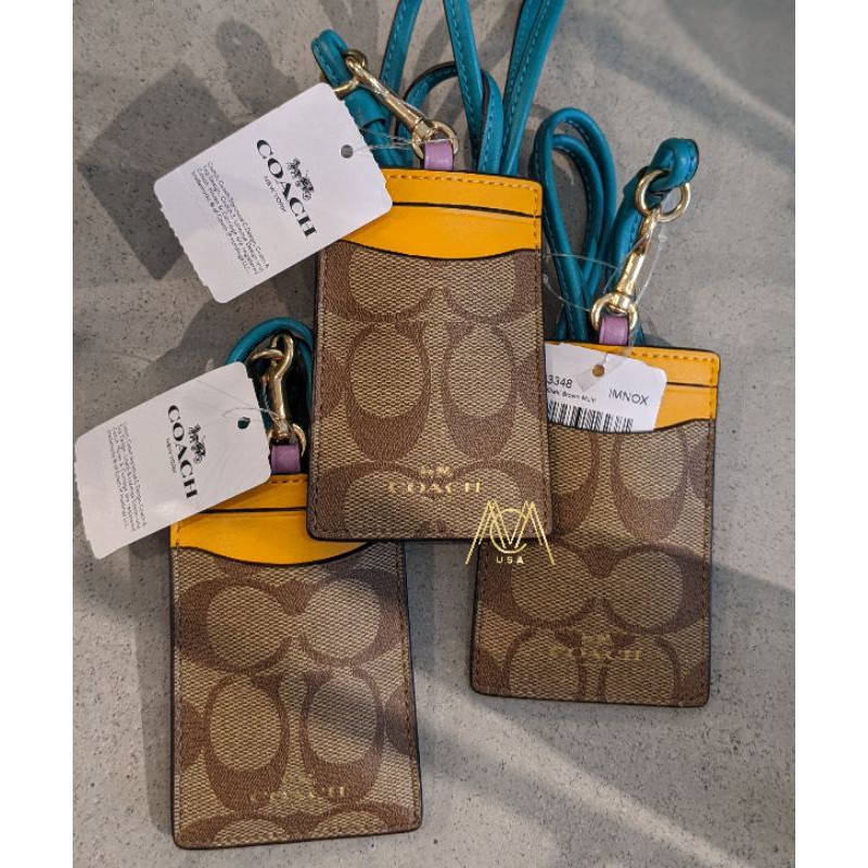 Jual COACH SIGNATURE COLORBLOCK LANYARD ID C3348 | Shopee Indonesia