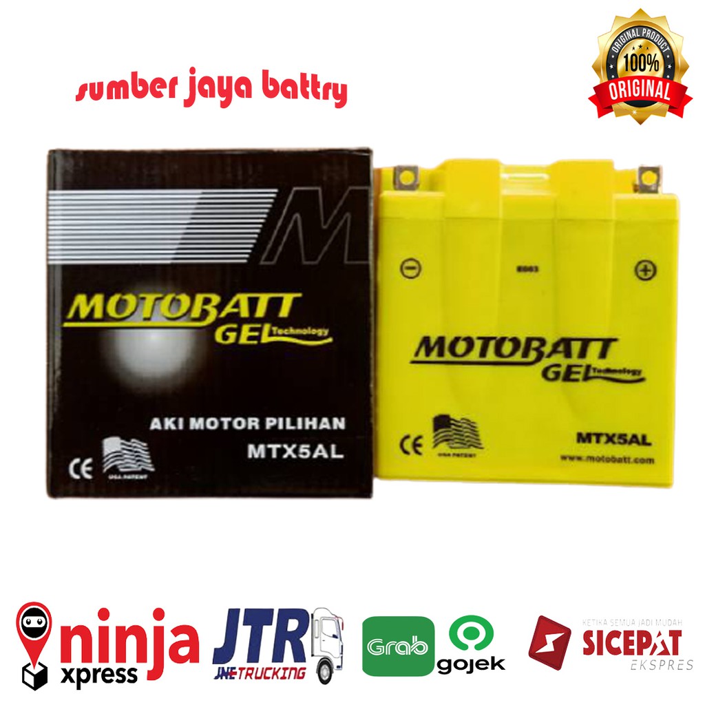 Jual aki motor YAMAHA MIO TIPE LAMA SPORTY motobatt GEL MTX5AL