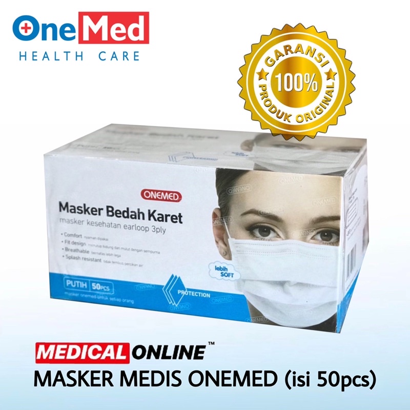 Jual MASKER ONEMED EARLOOP ISI 50 PUTIH MEDICALONLINE MEDICAL ONLINE ...