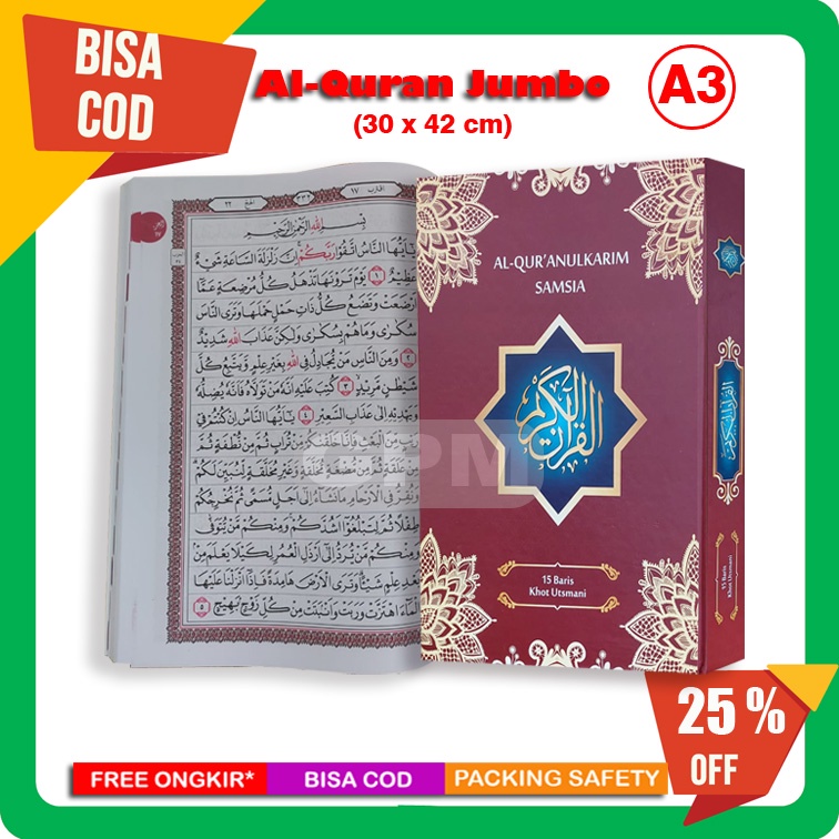 Jual Al-Quran Jumbo Uk. A3 Samsia (15 Baris Ayat Pojok) | Shopee Indonesia