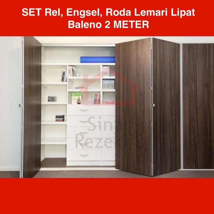 Engsel Rel Lemari Lipat Tarik Dorong + Roda 2 M Fold Foldable Wardrobe Folding Pintu Baju