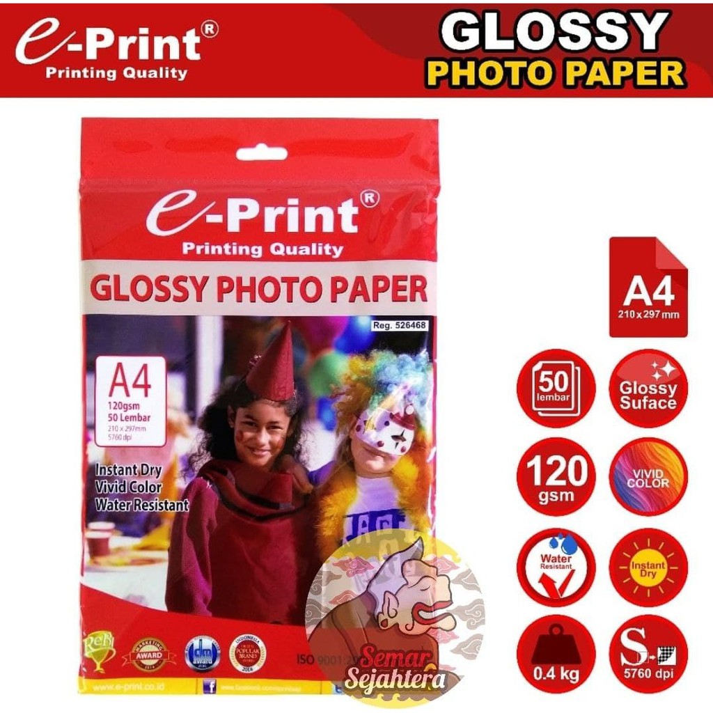 Jual [PAK] GLOSSY PHOTO PAPER EPRINT A4 120 GSM 50 LEMBAR KERTAS GLOSI