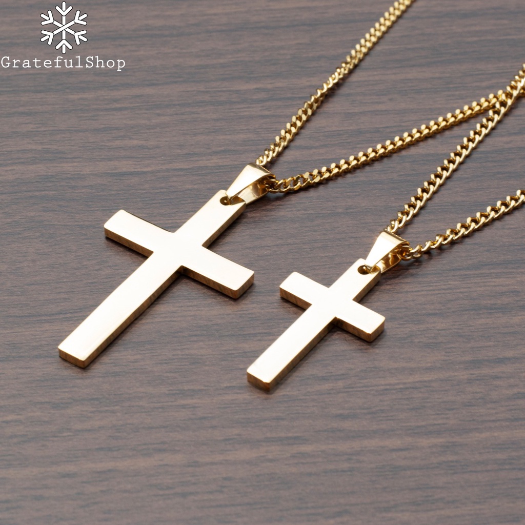 Jual Grateful - Kalung Couple Gold Simple/ SALIB EMAS STAINLESS STEEL ...