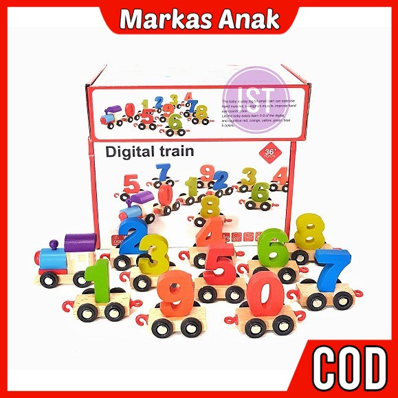 Jual Mainan Anak Anak Umur 3 4 5 6 Tahun Kereta Kayu Belajar Angka ...