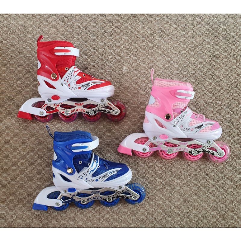 Jual sepatu roda anak inline skate power kids gratis baut roda bajaj ...