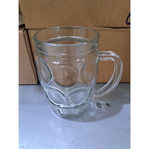 Jual Gelas Kaca Tinggi Jumbo Motif Bulat Mug Cangkir Kaca Tinggi Jumbo Gelas Es Teh Jumbo 9120