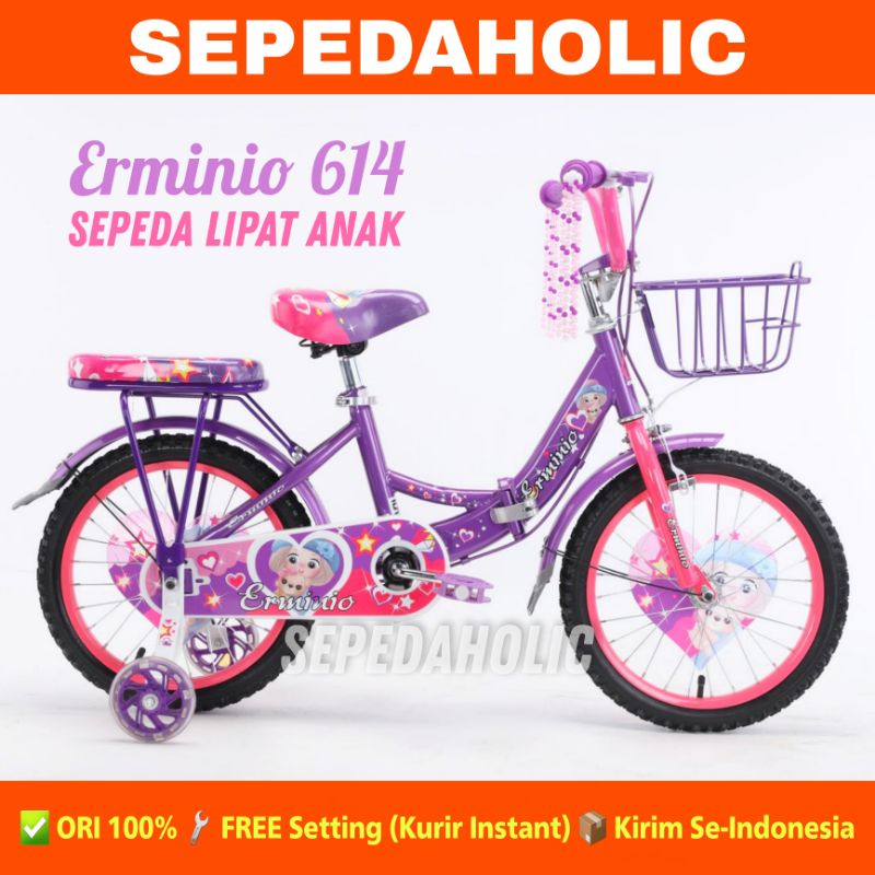 Jual Sepeda Lipat Anak Perempuan ERMINIO 614 Ukuran 16 & 18 Inch