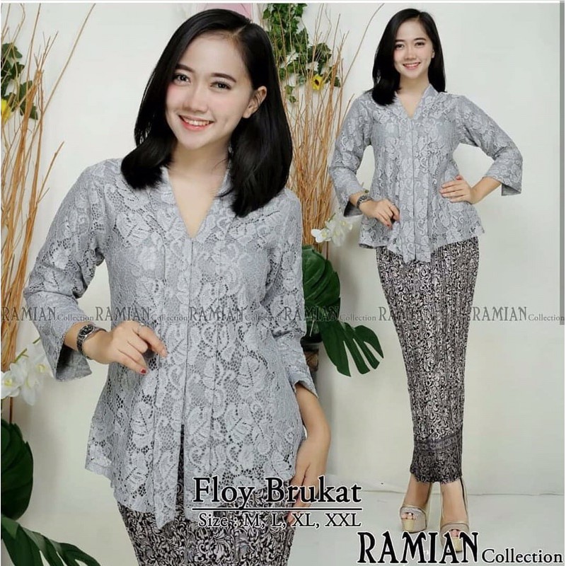 Jual SET KEBAYA KUTU BARU FLOY BRUKAT RAMIAN COLLECTION | Shopee Indonesia