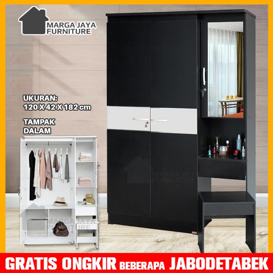 Jual Lemari Pakaian 3 Pintu + Meja Rias Seri Rak & Gantungan Lemari ...