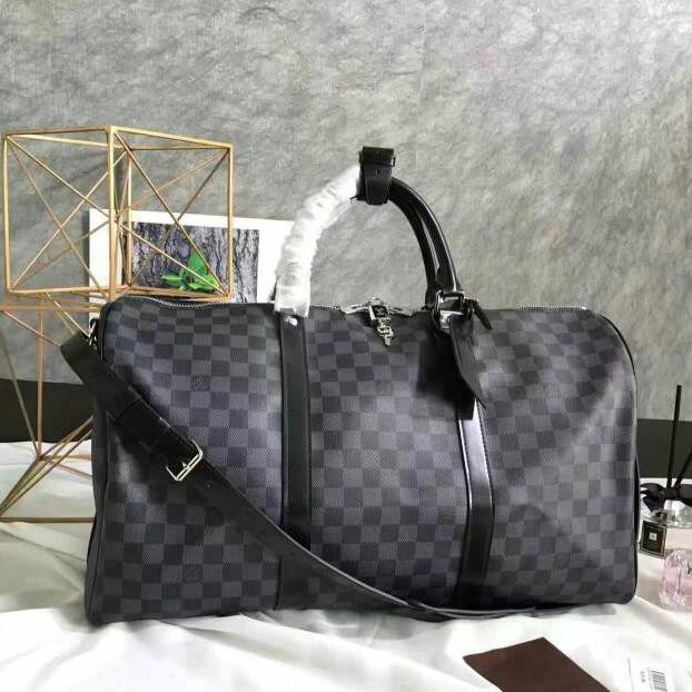 Jual TAS LV TRAVEL BAG KEEP ALL DAMIER GRAPHITE 50. ORI LEATHER