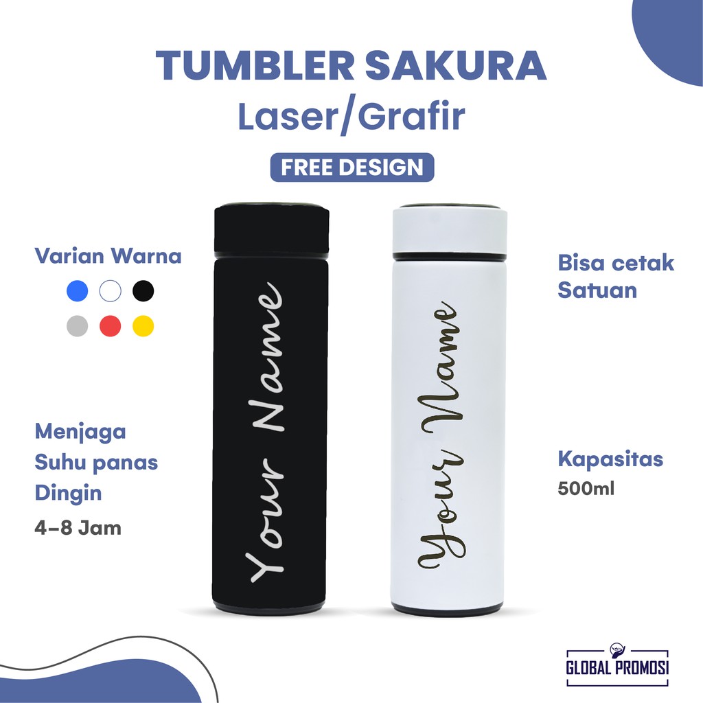 Jual Tumbler Custom Tumbler Sakura Thermos Termos Cetak Grafir Souvenirpromosi Murah Cetak Nama 8378