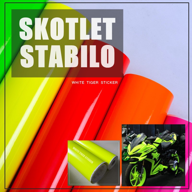 Jual Stiker Stabilo Fluorescent Vinyl Sticker Skotlet Warna Stabilo