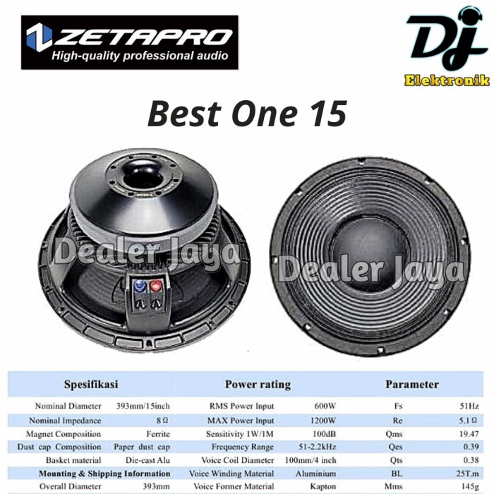 Jual Speaker Komponen Zetapro BEST ONE 15 / BESTONE 15 - 15 inch ...