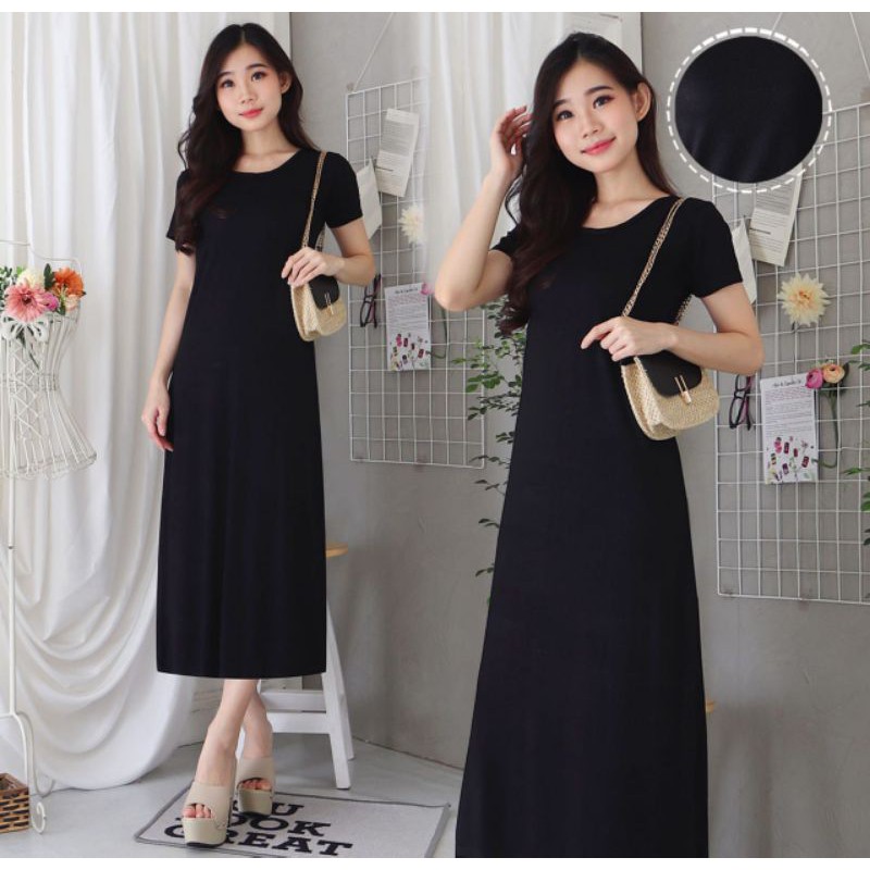 Baju wanita long dress bahan kaos