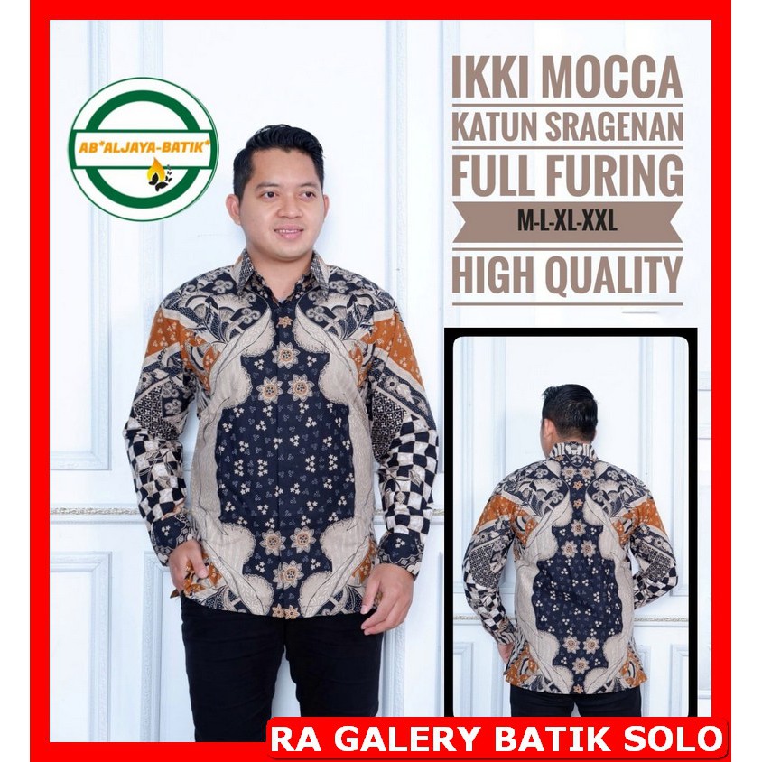 Jual Aljaya Ikki Mocca Kemeja Batik Pria Solo Lengan Panjang Pendek