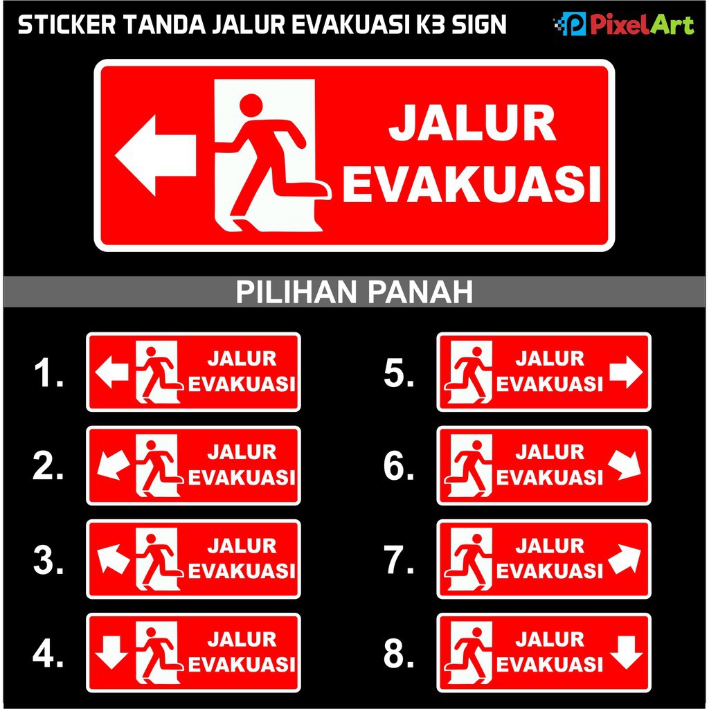 Jual STIKER STICKER SIGN LABEL JALUR EVAKUASI TANGGA KIRI KANAN TANGGA ...