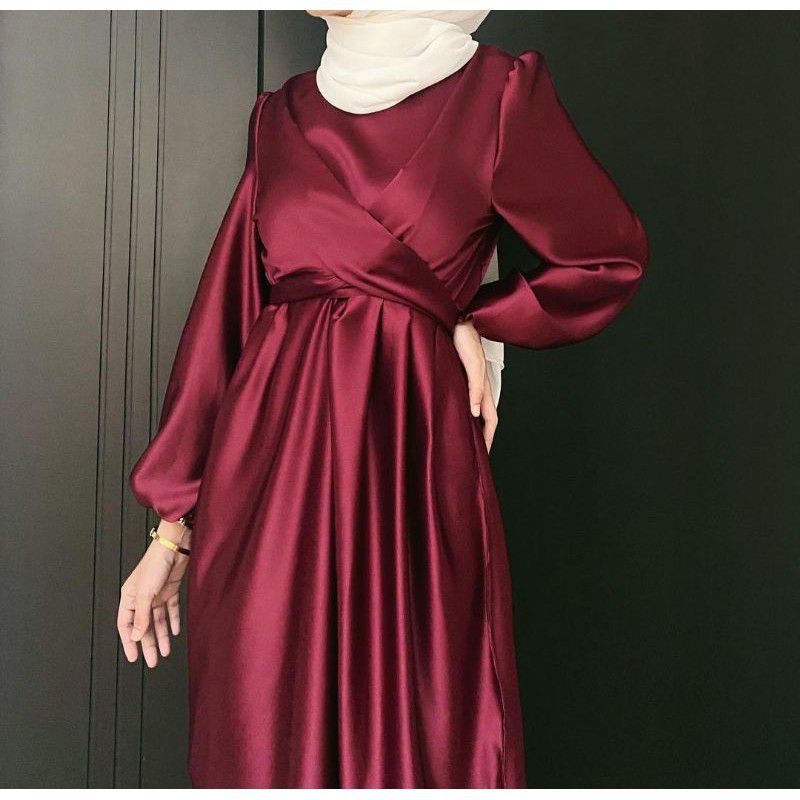 Jual Gamis Satin Dress Satin Silk Mewah Elegan Tali Shopee Indonesia