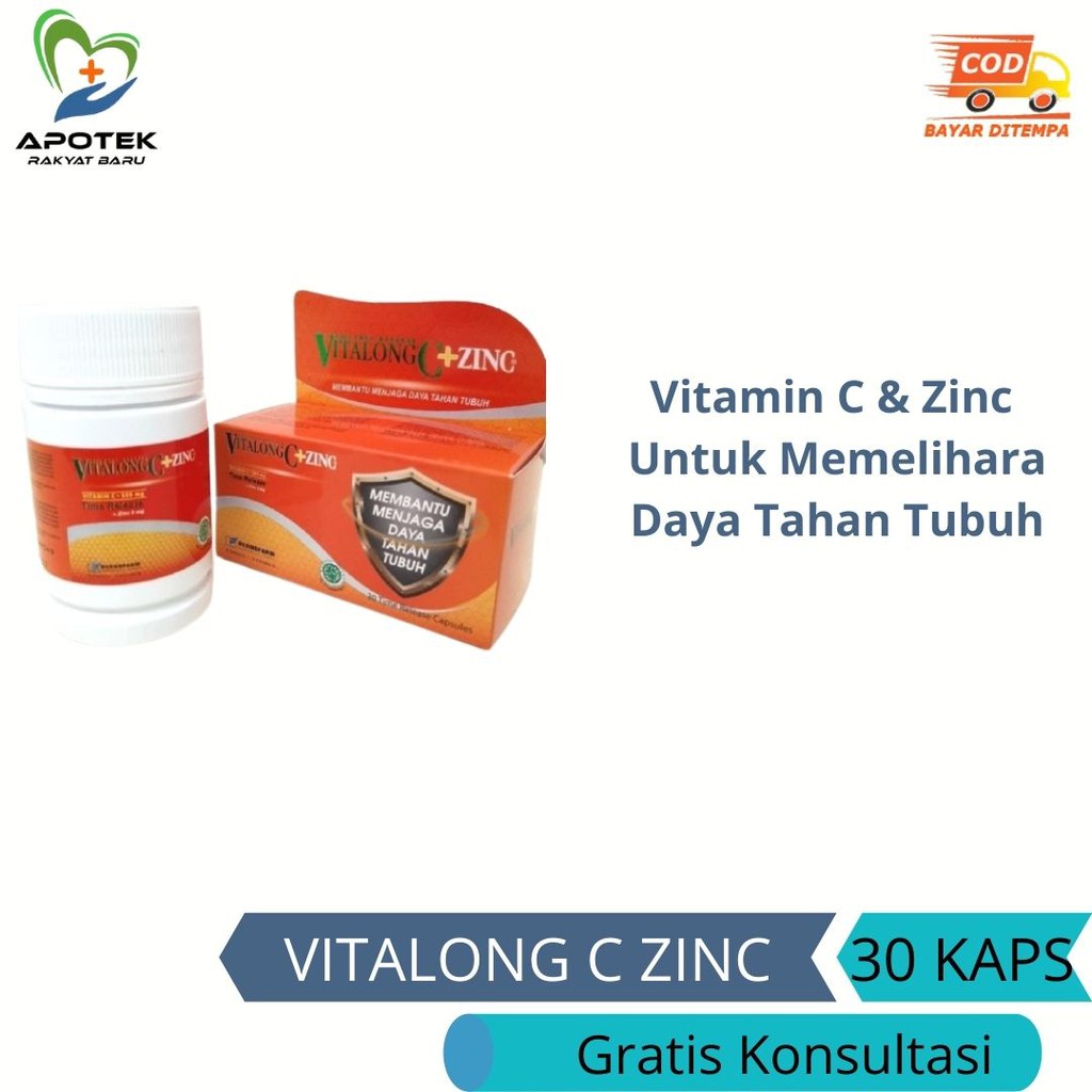Jual Vitalong C Plus Zinc 30 Kapsul Suplemen Vitamin C 500 Mg Dan Zinc