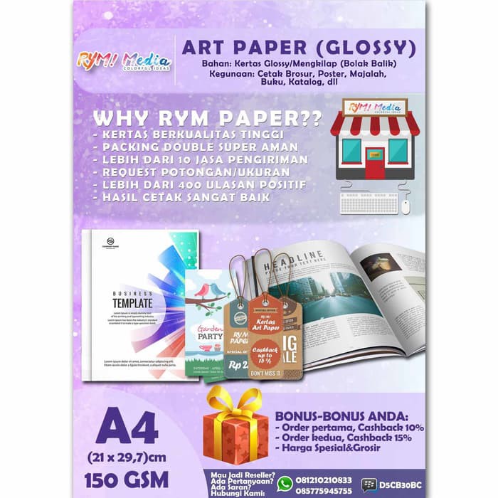Jual Kertas Art Paper 150gsm A4 (1 rim/500 lembar) Shopee Indonesia