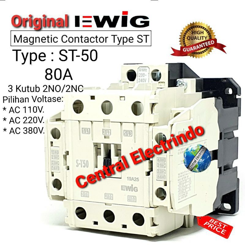 Jual Magnetic Contactor ST-50 AC 220V EWIG. | Shopee Indonesia