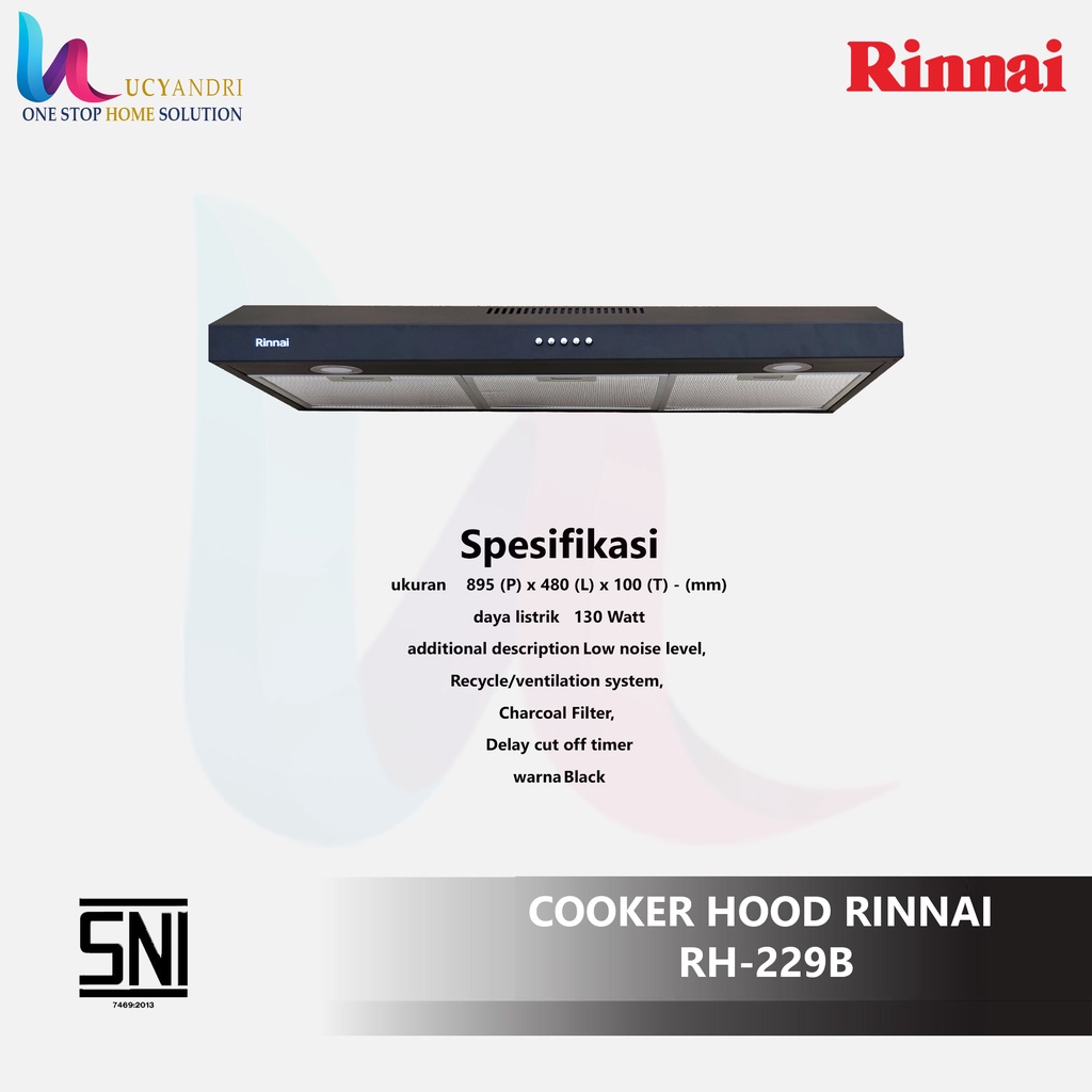 Jual Cooker Hood Rinnai RH229B Slim Hood Penghisap Asap Kompor