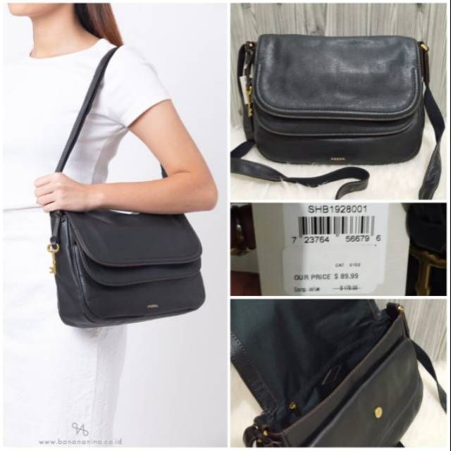 Jual FOSSIL Peyton Large Black Leather Original Shopee Indonesia