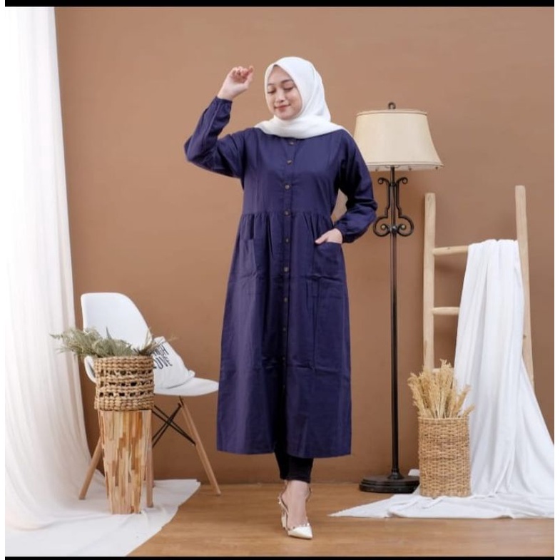 Jual MIDI DRESS KATUN LINEN RAMI PREMIUM | Shopee Indonesia