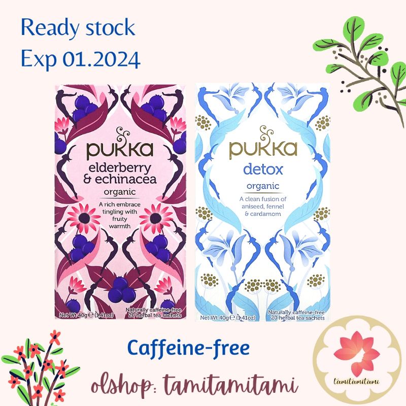 Jual Pukka Herbal Tea, Caffeine Free 20 Sachet Detox tea, Elderberry