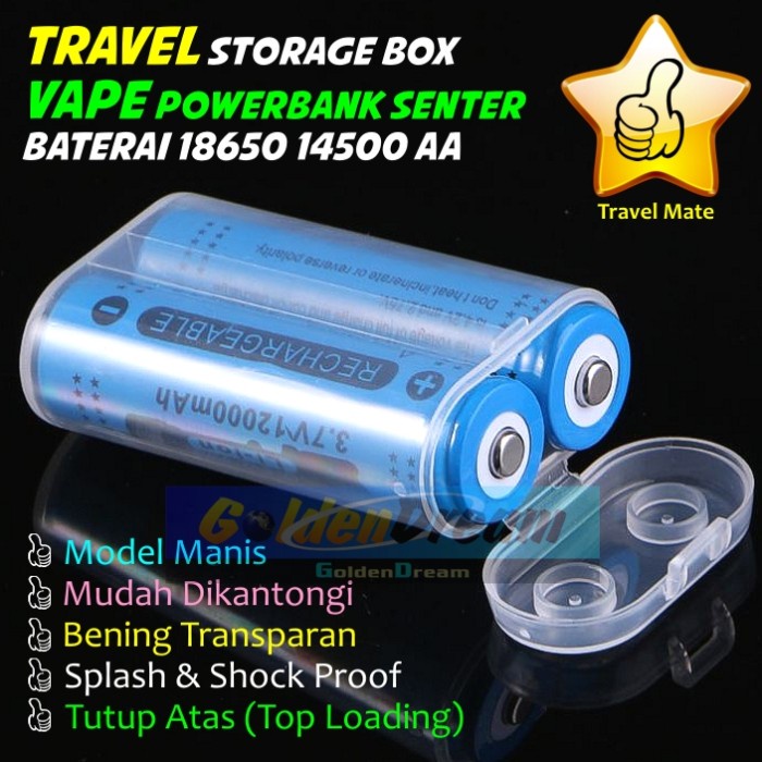 Jual Travel Storage Box 2x 18650 Battery Case Kotak Simpan Baterai 2 Slot Shopee Indonesia 8544