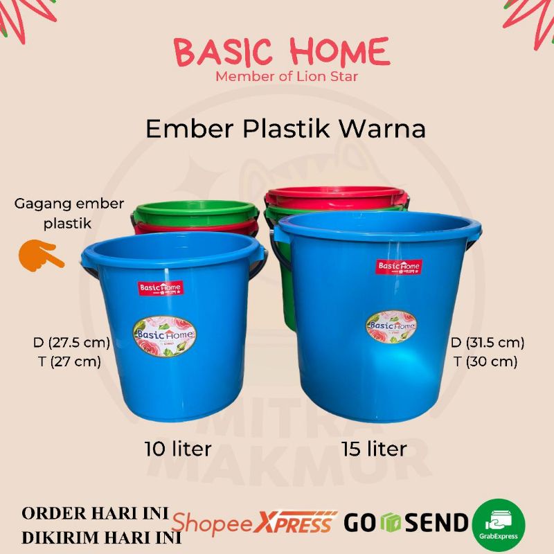 Jual Lion Star Basic Home Ember Plastik Warna Gagang Plastik 10 15 Liter Shopee Indonesia 0218