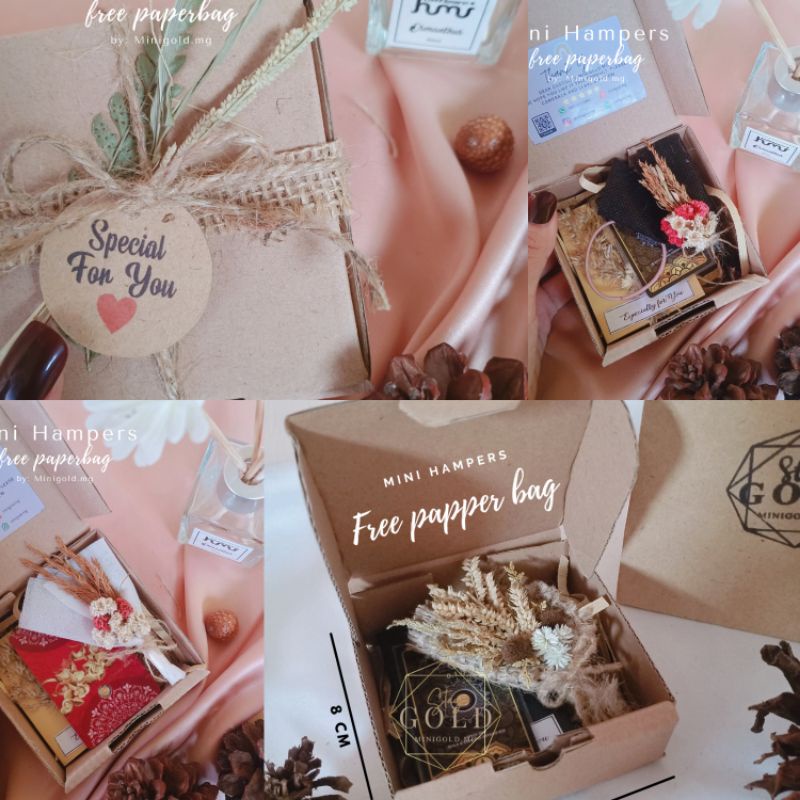 Jual Kotak Mini Stiker Bross Ikat Rambut Dll Box Hampers Rustic Emas Minigold Hampers Rustic