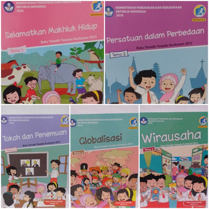 Jual Buku Siswa Paket Tematik Kelas 6 Tema 1 sampai Tema 5 K13 ...