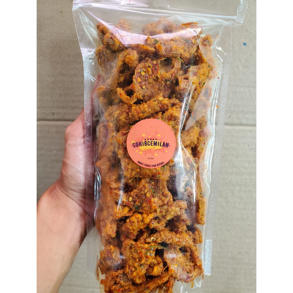 Jual Keripik Kulit Ayam Crispy Pedas Daun Jeruk 1 2kg Shopee Indonesia