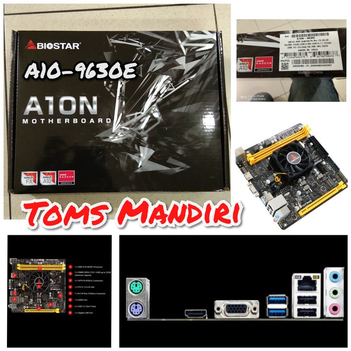 Motherboard Biostar A10N 9630E Mini ITX onboard AMD A10 9630 procie