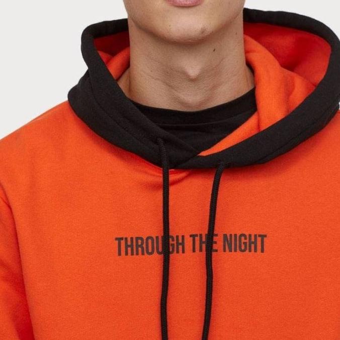 Jual Divided by H M Through The Night Hoodie Orange Black Shopee Indonesia