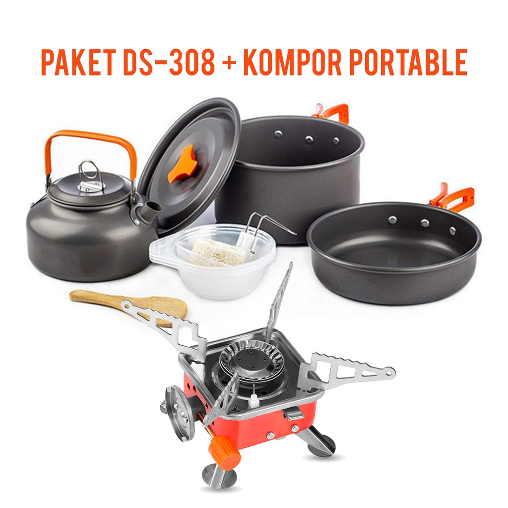 Jual Alat Masak Camping Hiking Paket Cooking Set DS 308 Kompor Portable Shopee Indonesia