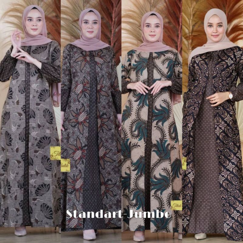 Gamis Batik Modern Model Cardi Menyatu Size XL XXL Jumbo