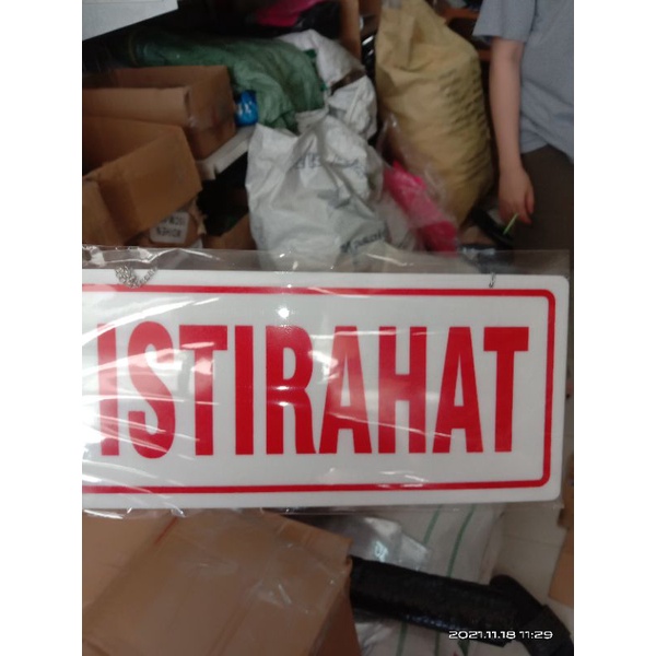 Jual Sign Board Akrilik Istirahat Dan Buka Bolak Balik Papan Rambu